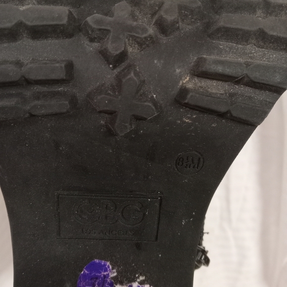 GBG LOS ANGELES Boots Black ,Faux Leather Zipper, 4" Chunky Heels Sz 8.5 - Picture 11 of 12